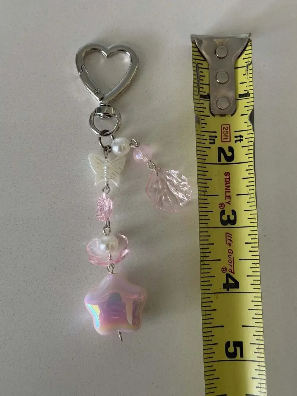 Handmade Y2K Style Pink Star and Butterfly Aesthetic Beaded Keychain